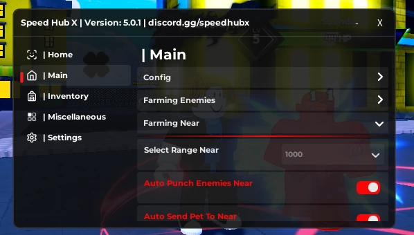 Speed Hub X Arise Crossover Script interface
